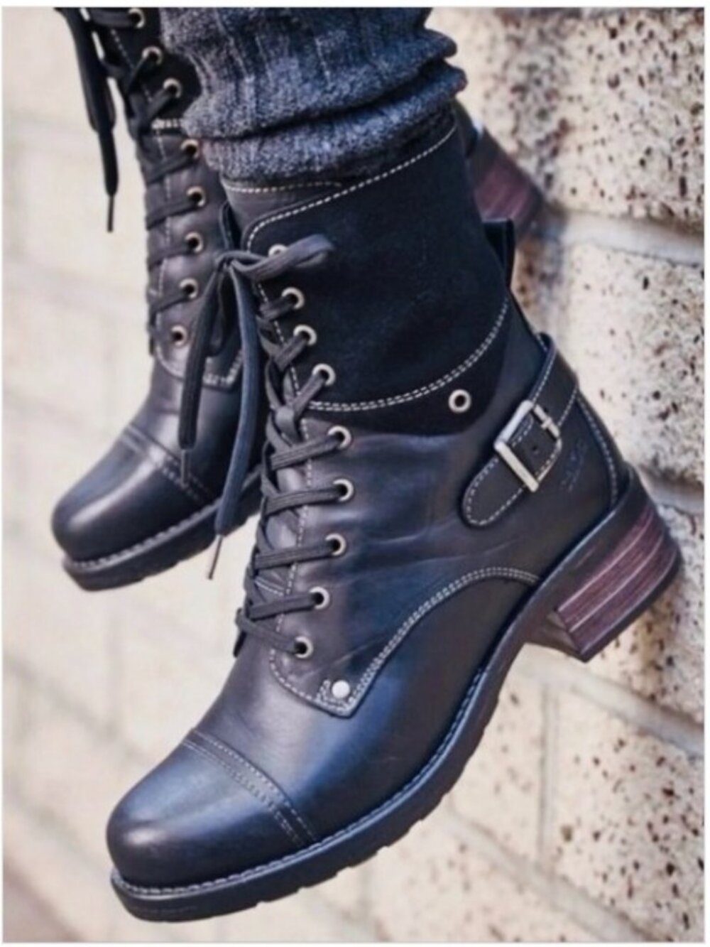 Taos black leather & suede boots